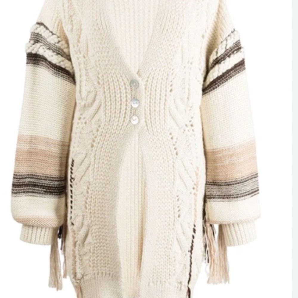 JONATHAN SIMKHAI Junia Patchwork Fringe Cardigan … - image 2